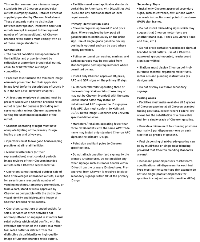 Chevron 2020 Retail Image Guidelines: Marketer and Retailer Facilities ...