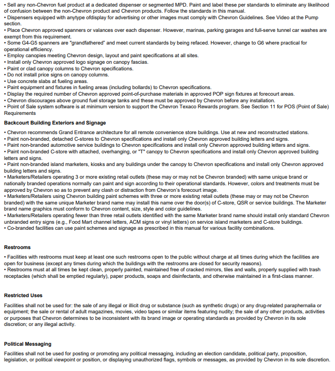 Chevron 2020 Retail Image Guidelines: Marketer and Retailer Facilities ...